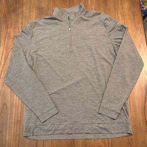 Johnnie-O Men's Vaughn Striped Performance 1/4 Zip Pullover Brown Heather XL